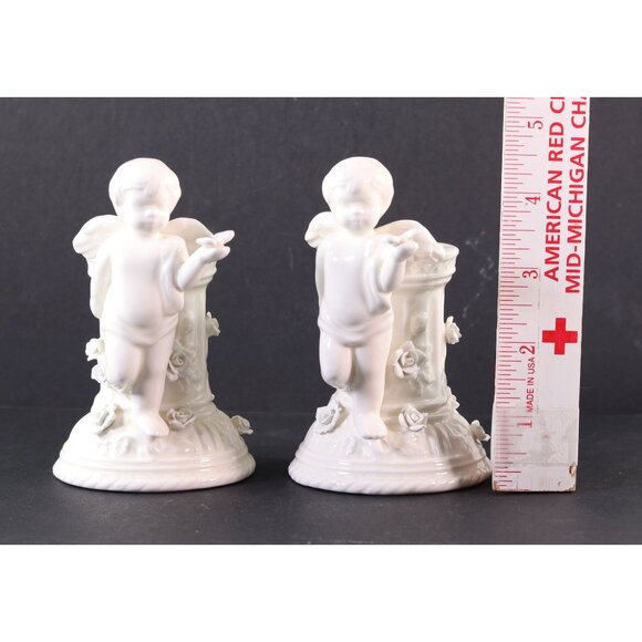 Avon China Cherub Angels Vintage Candlestick Holders Set Of 2 1990s - Picture 4 of 10